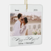 Verheiratet Merry Foto Erste Weihnachten Moderne Keramikornament (Rechts)