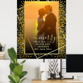 Verheiratet & Merry Gold Glitzer Trim Weihnachtsgl Poster (Heimbüro)