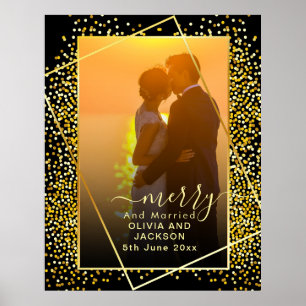 Verheiratet & Merry Gold Glitzer Trim Weihnachtsgl Poster