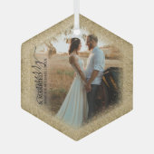 Verheiratet & Merry Gold Glitzer Trimm Weihnachten Ornament Aus Glas (Vorderseite)