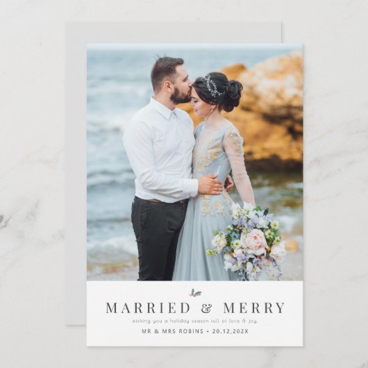 VERHEIRATET & MERRY | Hochzeitsankündigung Feiertagskarte (Vorne/Hinten)