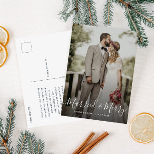 VERHEIRATET & MERRY   Hochzeitsankündigung Postkarte