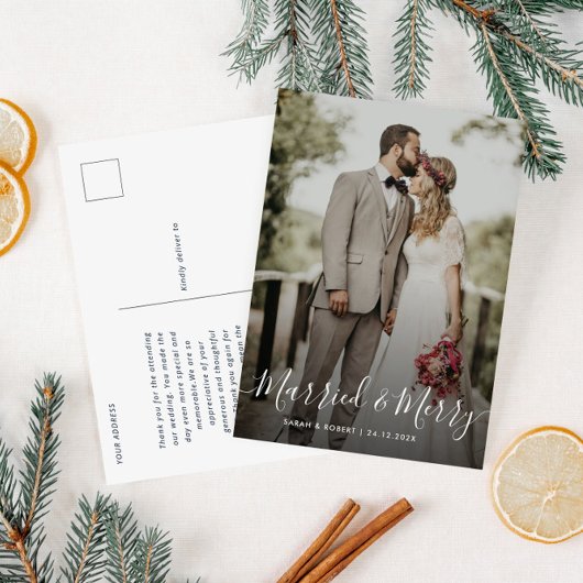 VERHEIRATET & MERRY | Hochzeitsankündigung Postkarte
