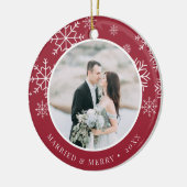 Verheiratet & Merry | Hochzeitsstift Foto Keramik Ornament (Links)