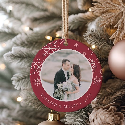 Verheiratet & Merry | Hochzeitsstift Foto Keramik Ornament