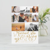 Verheiratet & Merry Multi-Foto Weihnachtskollektio Feiertagskarte (Stehend Vorderseite)