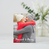 Verheiratet & Merry Newlywed Foto Postcard Feiertagspostkarte (Stehend Vorderseite)