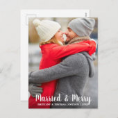 Verheiratet & Merry Newlywed Foto Postcard Feiertagspostkarte (Vorne/Hinten)