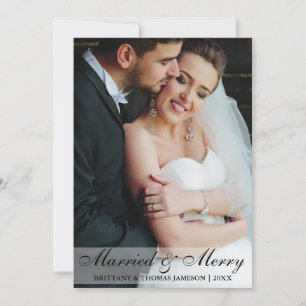 Verheiratet- & Merry Newlywed Wedding Foto Card Feiertagskarte
