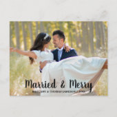 Verheiratet & Merry Newlywed Wedding Foto Postcard Postkarte (Vorderseite)