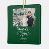 Verheiratet Merry Newlyweds 1. Foto Grün Keramikornament (Links)