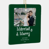 Verheiratet Merry Newlyweds 1. Weihnachtsgrün Foto Keramikornament (Rechts)