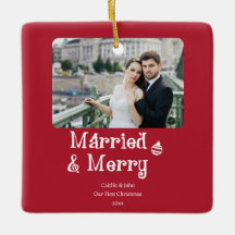 Verheiratet Merry Newlyweds Erstes Weihnachts-Rote