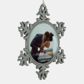 Verheiratet Merry Newlyweds Foto1. Schneeflocken Zinn-Ornament (Links)