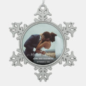 Verheiratet Merry Newlyweds Foto1. Schneeflocken Zinn-Ornament (Vorderseite)