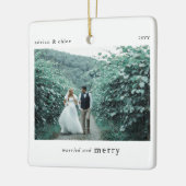 Verheiratet & Merry Newlyweds Foto Keepake Keramikornament (Links)