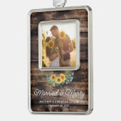 Verheiratet Merry Rustic Sunflower Eukalyptus Foto Rahmen-Ornament Silber (Links)