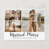 Verheiratet & Merry | Script Modernes, neu verheir Postkarte (Vorderseite)