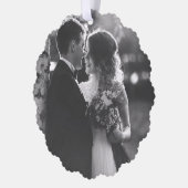 Verheiratet & Merry Script Rotes Kariertes Foto We Ornament Karte (Links)