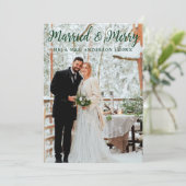 Verheiratet & Merry Wedding Foto Green Feiertagskarte (Stehend Vorderseite)