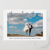 Verheiratet & Merry Wedding Mr & Mrs. First Christ Folieneinladung (Vorderseite)