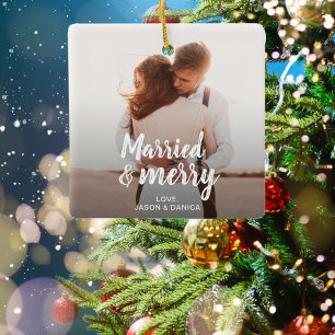 Verheiratet & Merry Wedding Vielen Dank Weihnachte Keramikornament