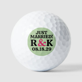 VERHEIRATET Monogramm & rosa Et-Zeichen, Salbeigrü Golfball