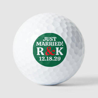 VERHEIRATET Monogramm & rotes Et-Zeichen, grüner H Golfball