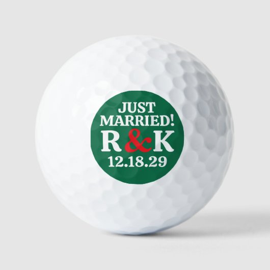 VERHEIRATET Monogramm & rotes Et-Zeichen, grüner H Golfball (Vorderseite)