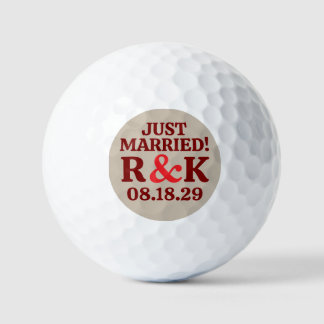 VERHEIRATET Monogramm & rotes Et-Zeichen, Khaki-Hi Golfball