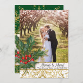 Verheiratet n Frohe Weihnachten Gold Glitzer Holly (Vorne/Hinten)