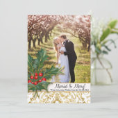 Verheiratet n Frohe Weihnachten Gold Glitzer Holly (Stehend Vorderseite)