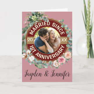 Verheiratet seit 1. Hochzeitstag Blumenkarte Karte