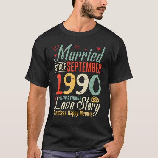 Verheiratet seit September 1990, die Liebe Sto nie T-Shirt (Vorderseite)