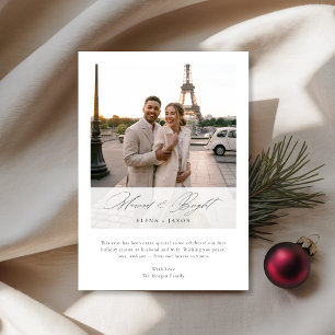 Verheiratet & strahlend Elegantes Skript-Foto von Feiertagskarte