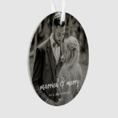 Verheiratet und froh | Hochzeitstag Foto Weihnacht Ornament (Vorderseite)