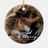 Verheiratet und froh | Neues Weihnachtsfest - Foto Keramik Ornament (Hinten)