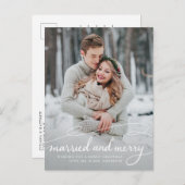 Verheiratet und froh Neuvermählte 2 Foto Urlaub Ankündigungspostkarte (Vorne/Hinten)