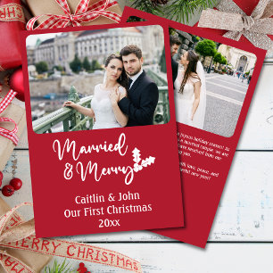 Verheiratet und froh Newlyweds First Christmas Red Feiertagskarte