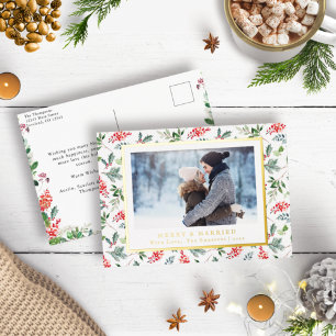 Verheiratet und Fröhlich Folien Feiertagspostkarte