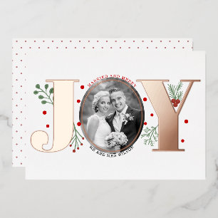 Verheiratet und fröhlich JOY Weihnachtsfoto Roségo Folien Feiertagskarte