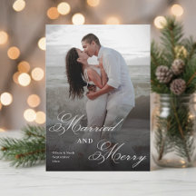 Verheiratet und fröhlich moderne Foto-Weihnachtska