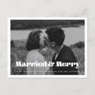 Verheiratet und fröhlich Retro Vintage-Foto Weihna Postkarte