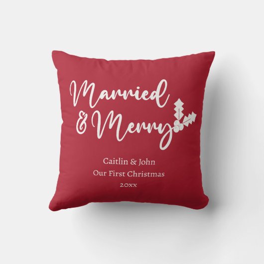 Verheiratet und fröhlich Unser erstes Weihnachten Kissen (Rückseite)