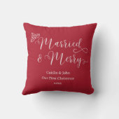 Verheiratet und fröhlich Unser erstes Weihnachten  Kissen (Rückseite)