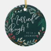 Verheiratet und hell Erste Weihnachtszeit Botanisc Keramik Ornament (Vorne)