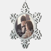 Verheiratet und hell | Hochzeitsstift Foto Schneeflocken Zinn-Ornament (Rechts)