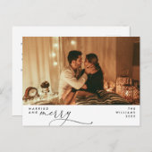 Verheiratet und hell Modernes Foto Holiday Postkarte (Vorne/Hinten)
