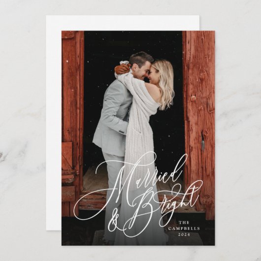 Verheiratet und hell Neu-Grün Feiertagskarte (Vorne/Hinten)