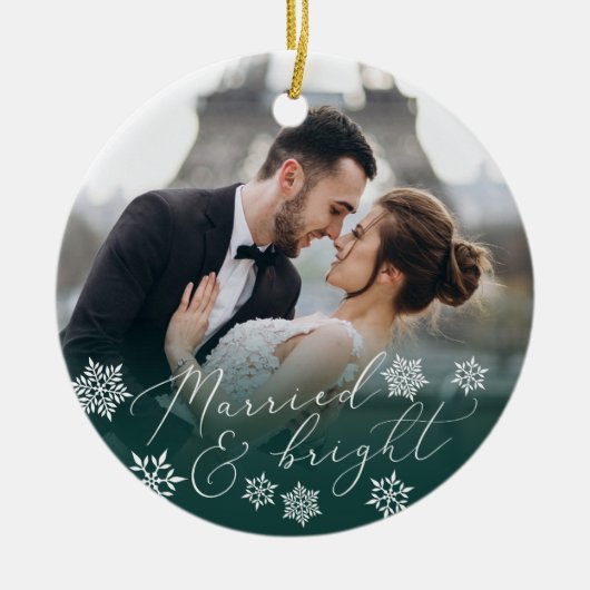 Verheiratet und hell | Weihnachten im Foto Keramik Ornament (Vorne)